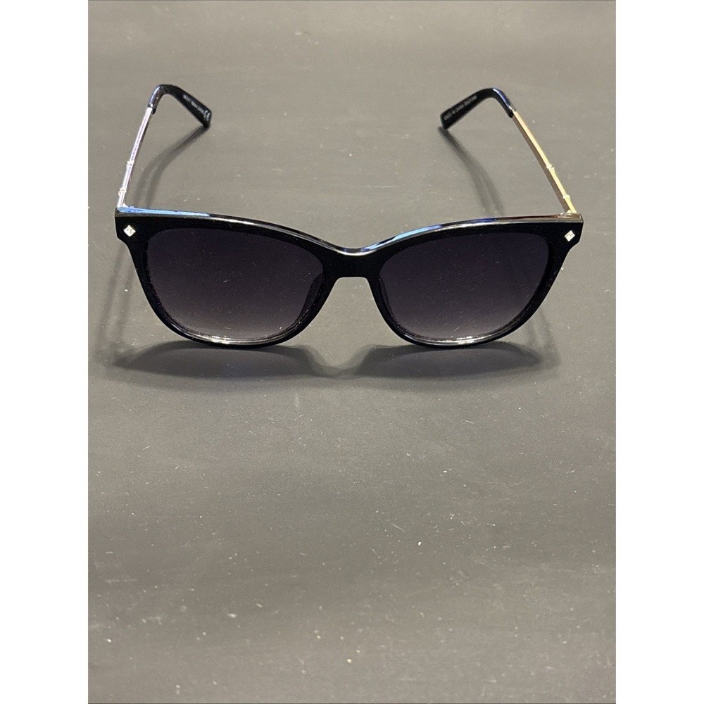 Women's Cat Eye Sunglasses Black Gold Metal Temples CAT 3 Shades